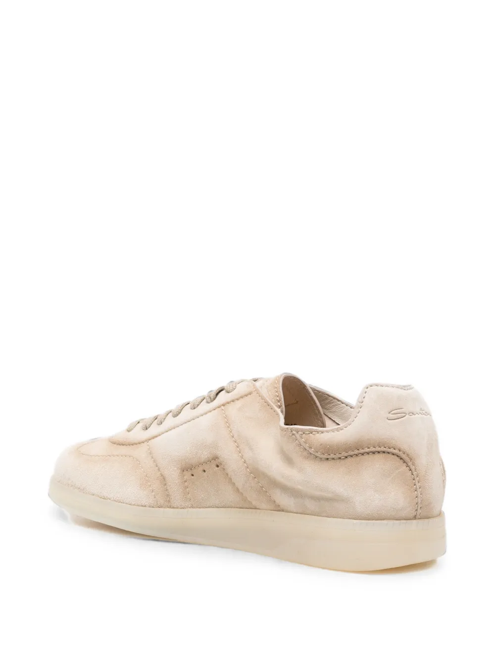 Santoni logo-debossed panelled sneakers Beige