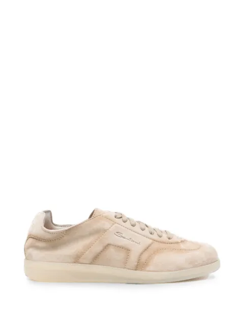 Santoni logo-debossed panelled sneakers