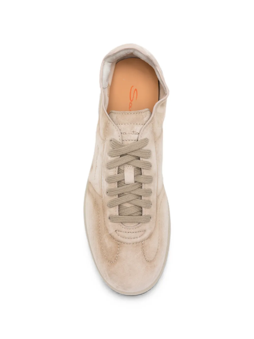 Santoni logo-debossed panelled sneakers Beige