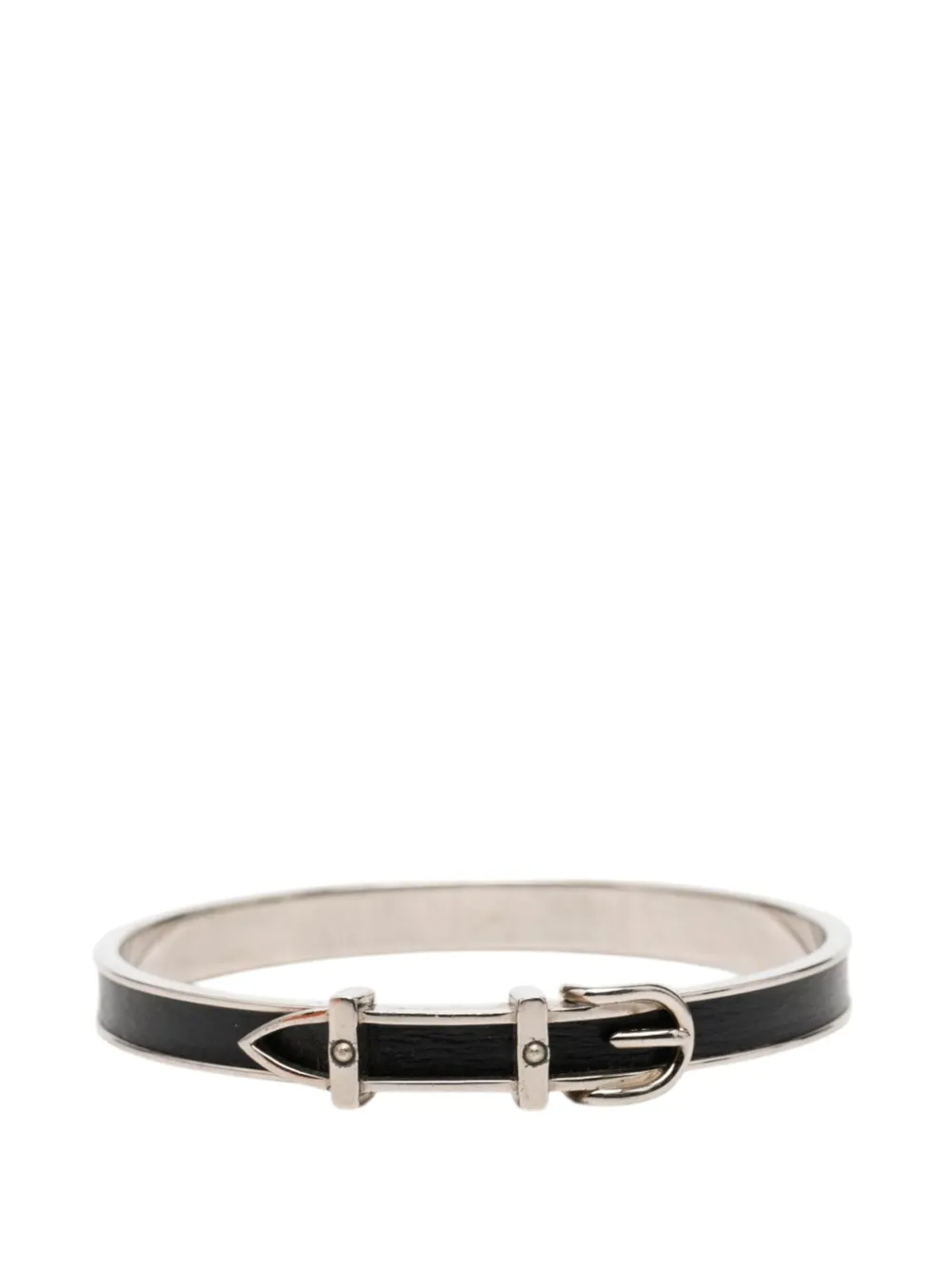 Hermès Pre-Owned 2010-2025 Palladium Plated and Leather Belt Buckle Bangle costume bracelet - Nero