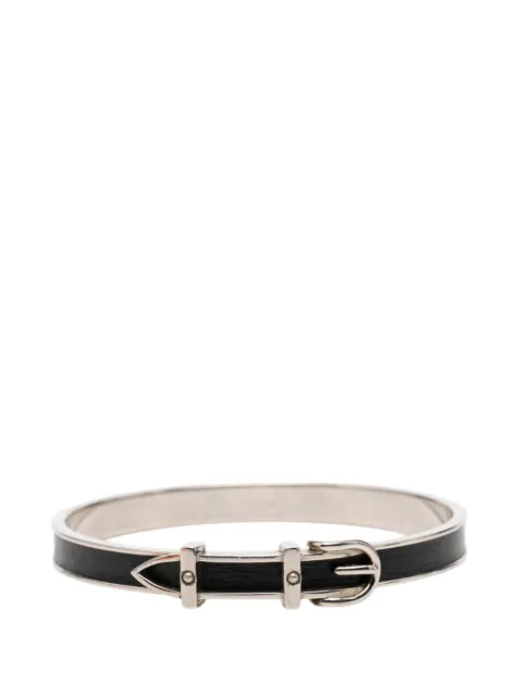 Hermès Pre-Owned 2010-2025 Palladium Plated and Leather Belt Buckle Bangle costume bracelet