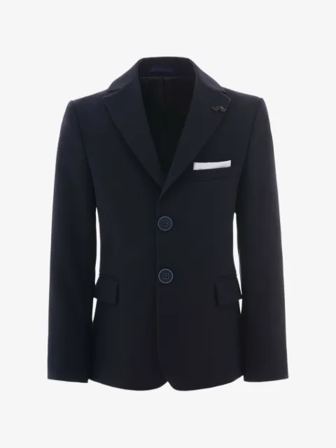 Moustache twill peak-lapel blazer