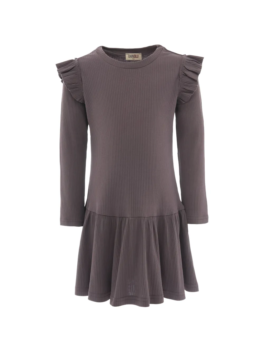 BANBLU ruffled ribbed-knit cotton dress - Purple