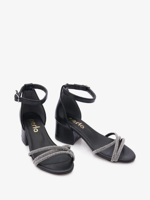 La Perla Kids 라인스톤 장식 힐 샌들