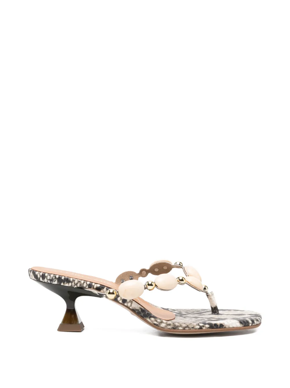 Pedro Miralles snake-effect bead-embellished sandals - Toni neutri
