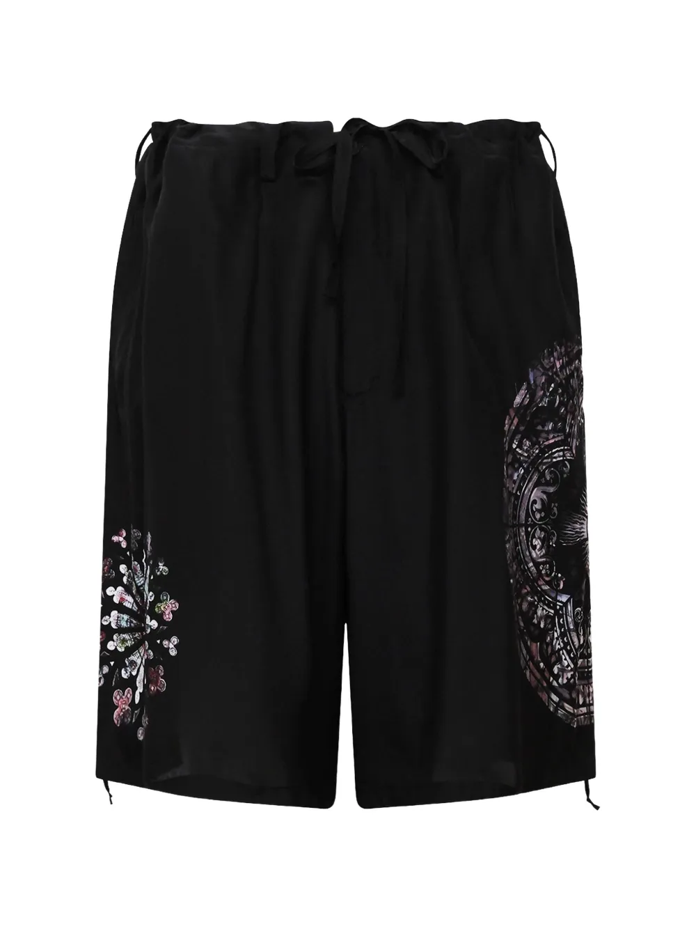 Yohji Yamamoto graphic-print drawstring shorts - Schwarz