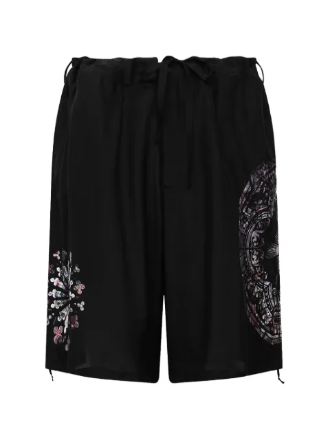 Yohji Yamamoto graphic-print drawstring shorts