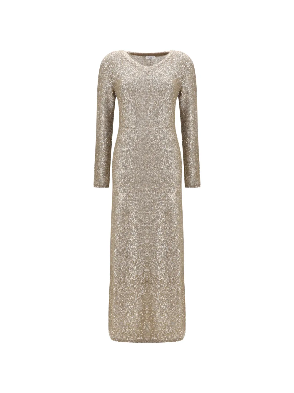 Brunello Cucinelli sequin-embellished V-neck midi dress - Gold