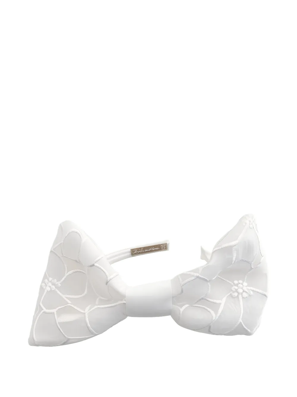 La Stupenderia floral-embroidered bow headband - Bianco