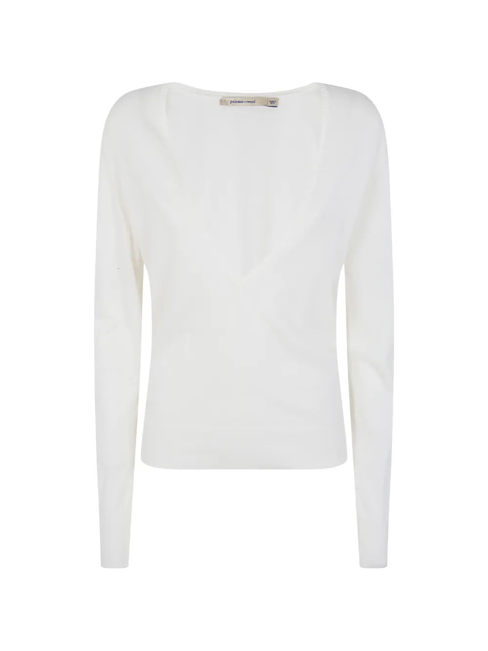 Paloma Wool Omina ribbed-trim V-neck long-sleeve top - Bianco