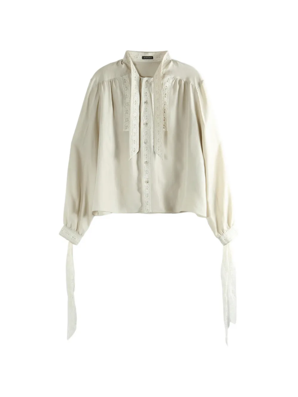 Ann Demeulemeester lace-trim silk shirt - Bianco