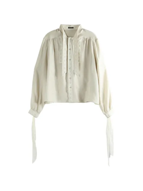 Ann Demeulemeester lace-trim silk shirt
