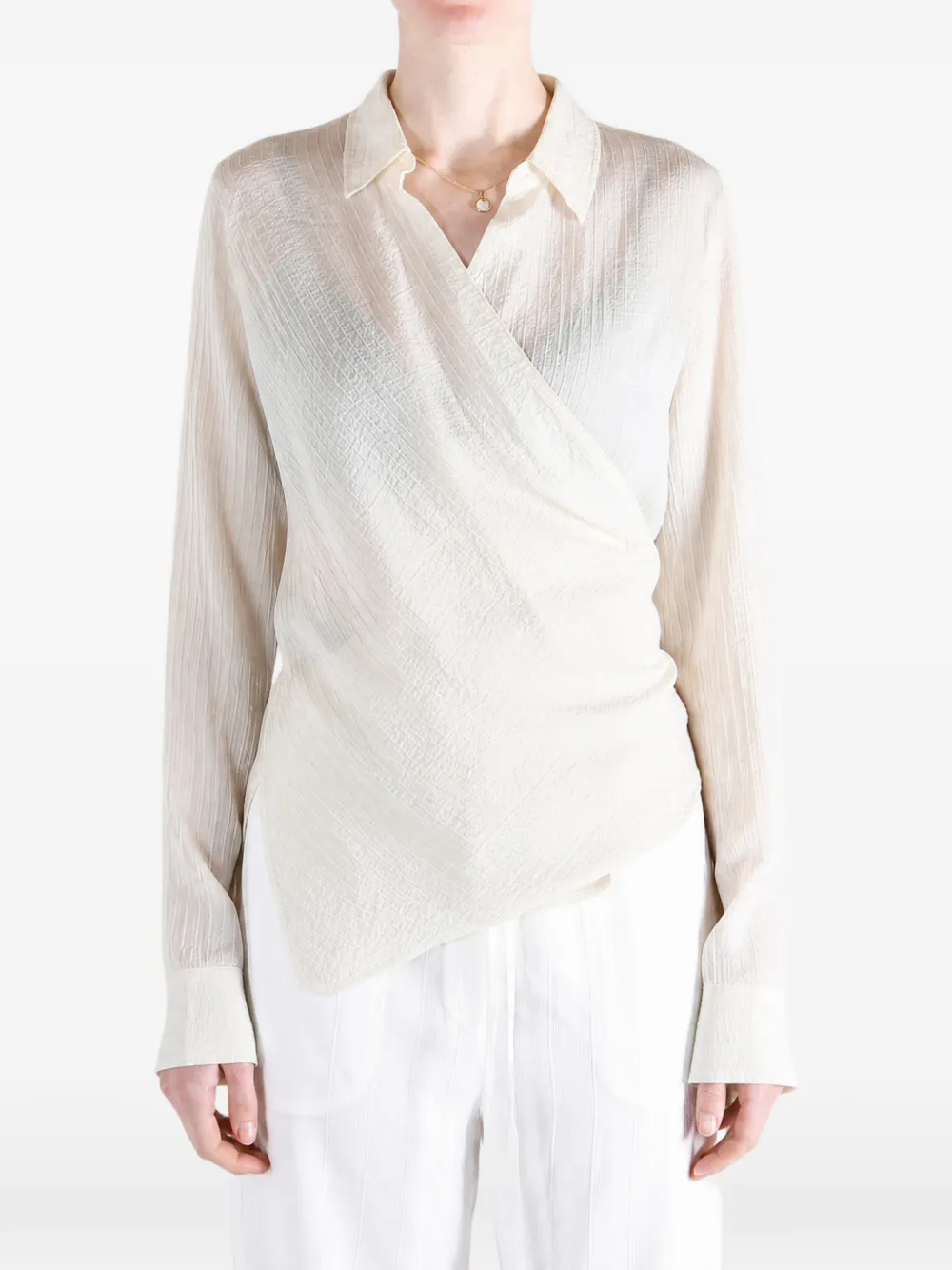 Ann Demeulemeester Alba wrap-design long-sleeve shirt Wit