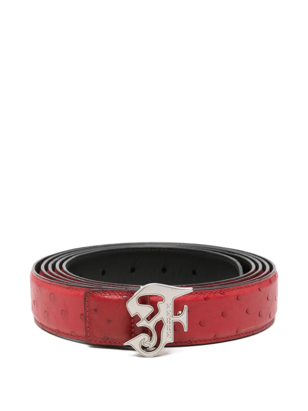 Gianfranco Ferré Pre-Owned 2000s ostrich-leather buckle belt - Rosso