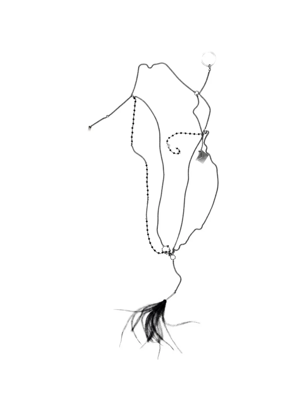 Ann Demeulemeester Afsar feather-pendant necklace - Argento