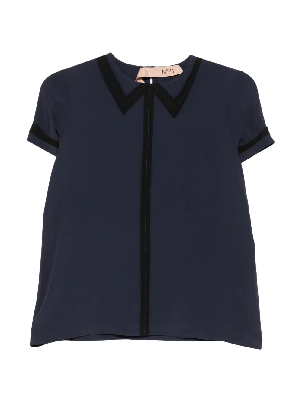 Nº21 contrast-trim short-sleeve top - Blu