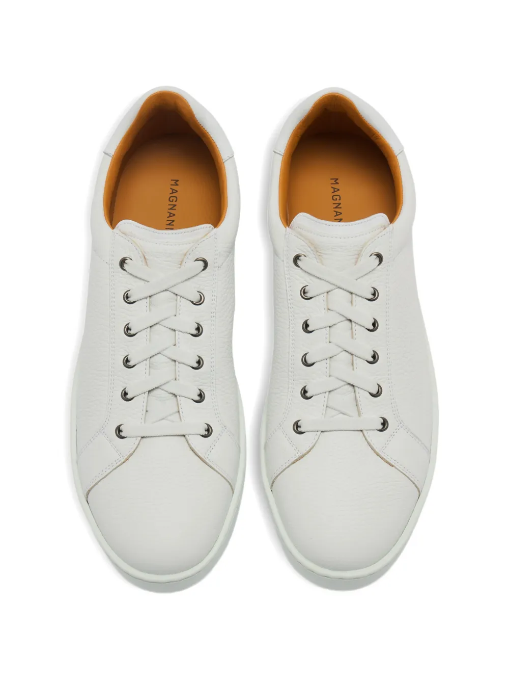 Magnanni pebbled-leather elastic-lace sneakers Wit