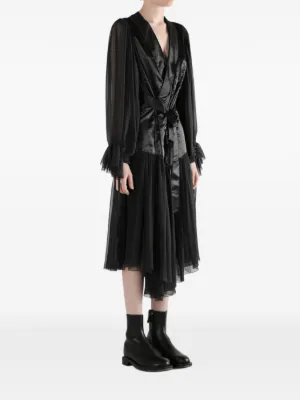 ann demeulemeester off the shoulder dresses Ann Demeulemeester Black Polka Dot Sheer Twister One Shoulder Dress PaumLosAngeles