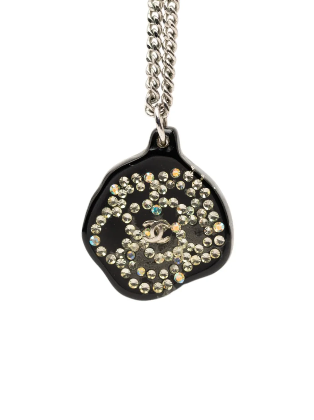 CHANEL Pre-Owned 2003 Brass Camellia Resin Strass Pendant Necklace costume necklace - Argento