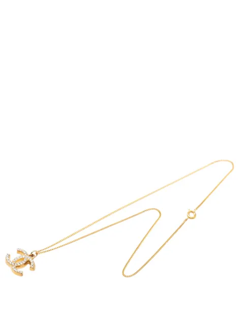 CHANEL Pre-Owned 2001 CC Gold Plated Strass Pendant Necklace costume necklace