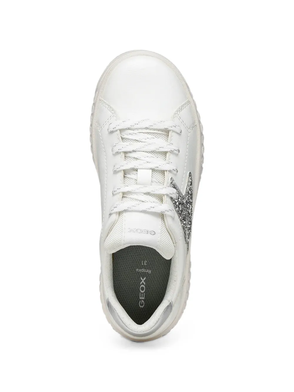Geox Kids Mikiroshi glitter-detail metallic-panel sneakers Wit