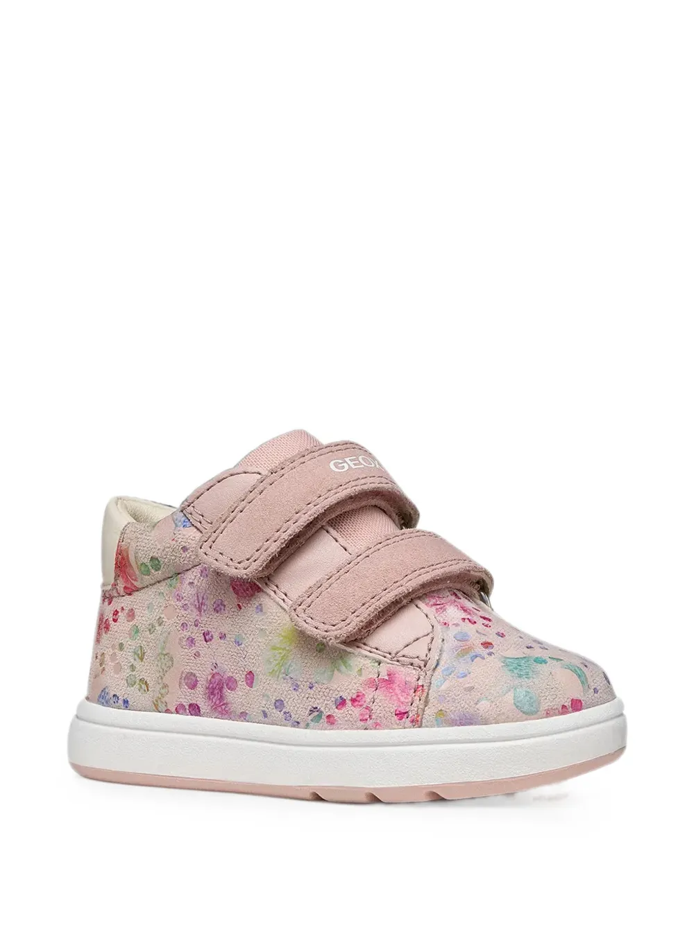Geox Kids Bigia floral-print touch-strap sneakers Roze