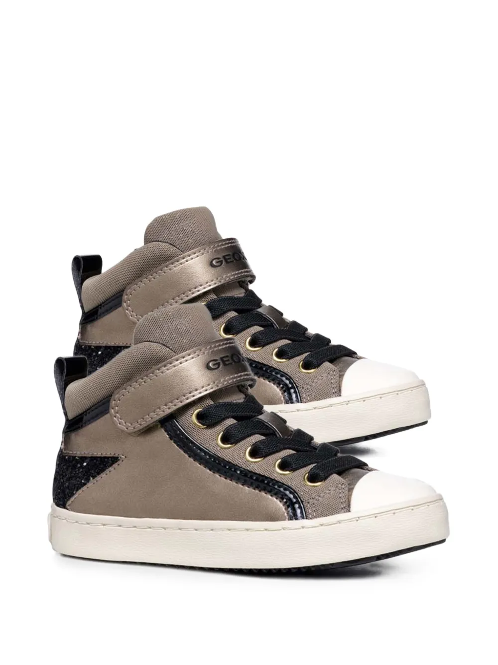 Geox Kids Kalispera glitter-panel touch-strap sneakers Bruin