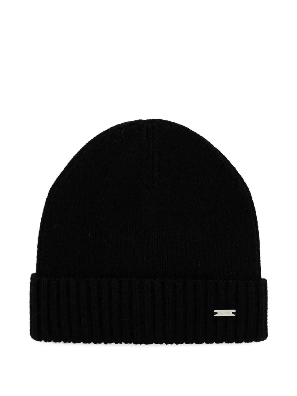 Geox ribbed-knit logo-plaque beanie hat - Nero