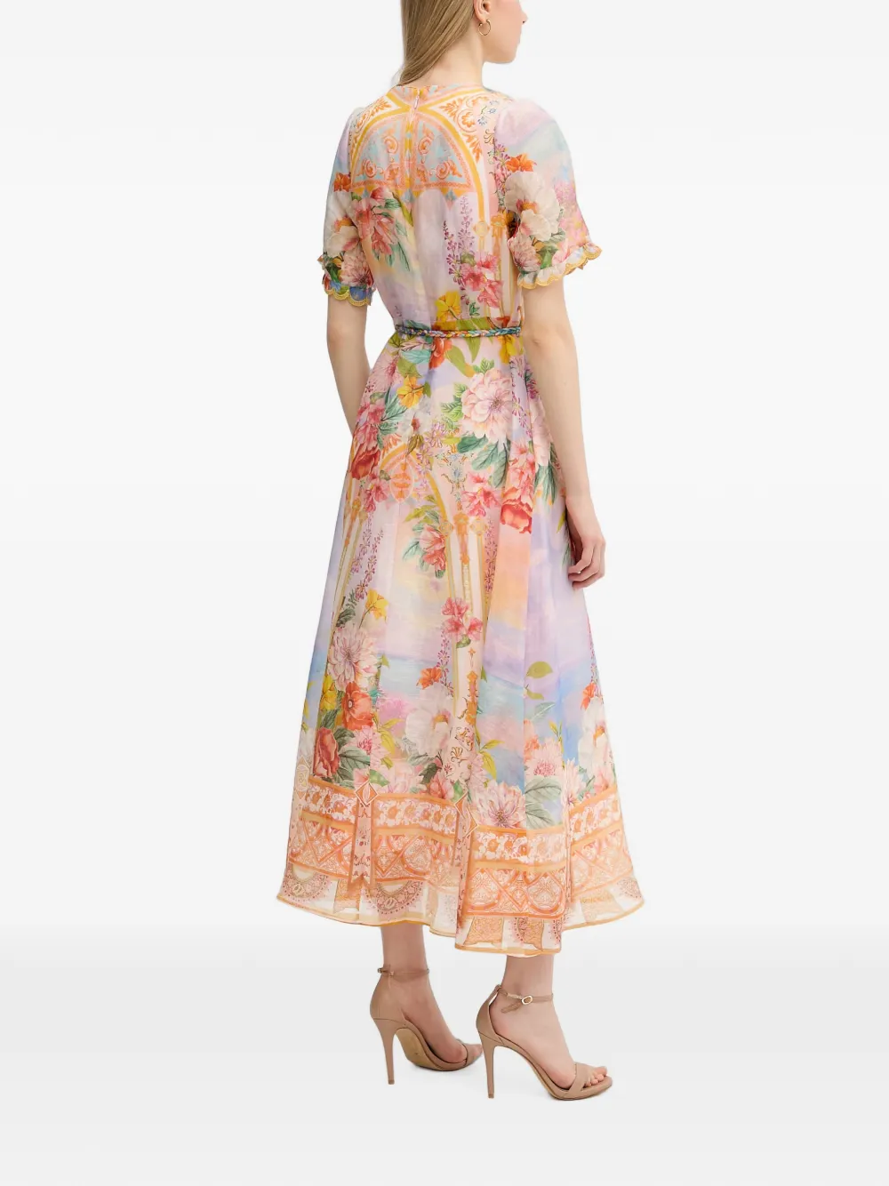 Hale Bob Cyrilla maxi-dress met bloemenprint en ceintuur Beige