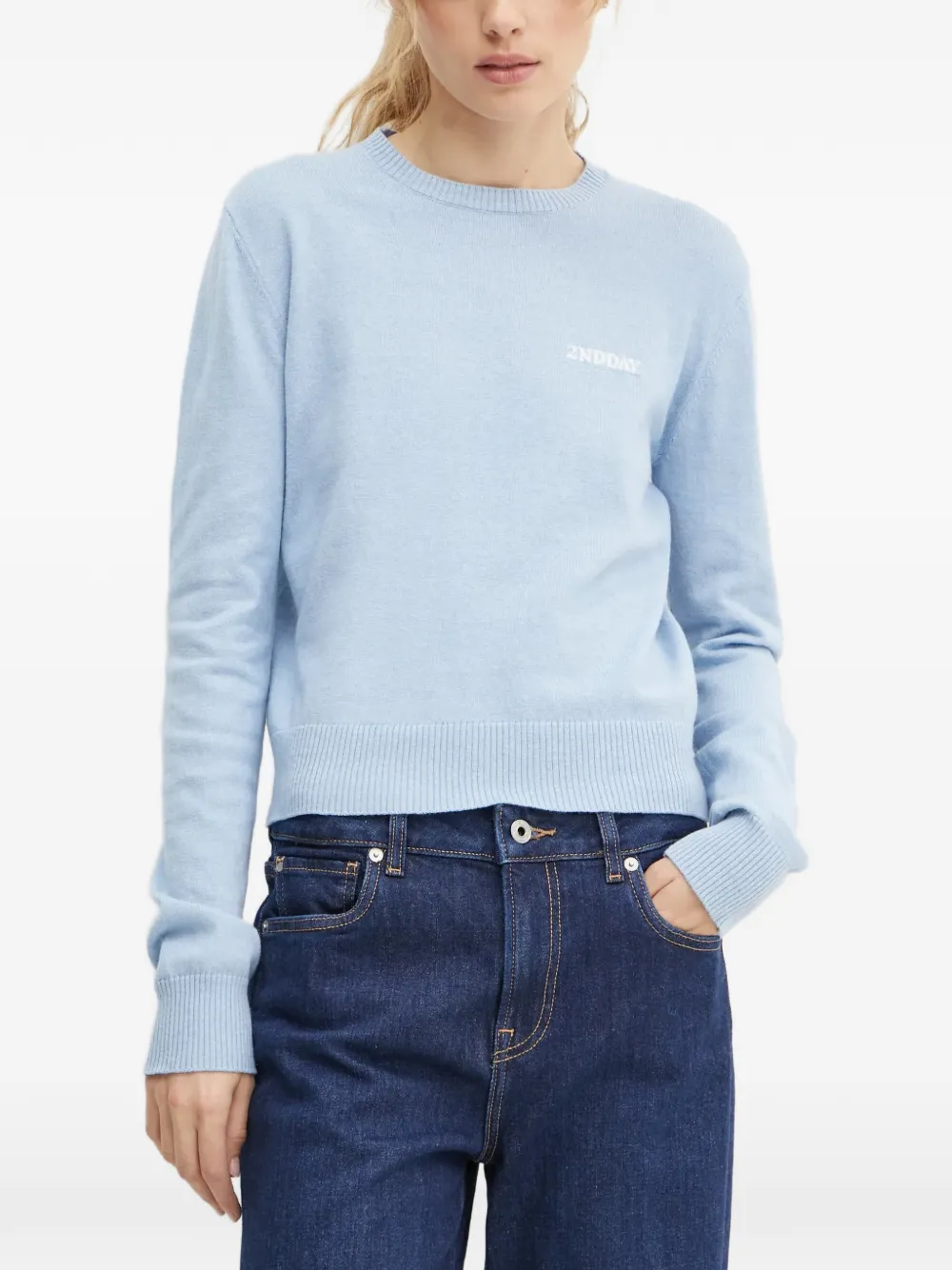 2nd Day logo-embroidered crew-neck sweater - Blu