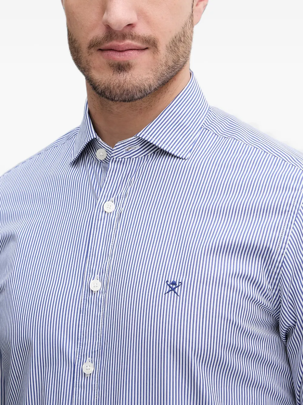 Hackett London Overhemd met geborduurd logo Blauw
