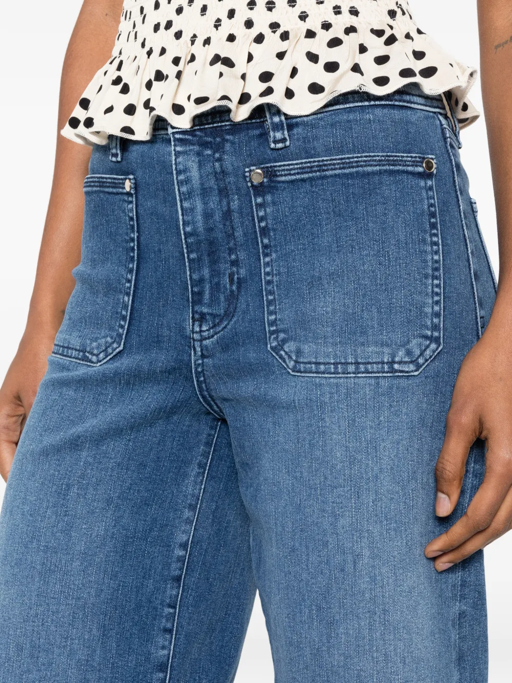 FRAME Le Slim Palazzo jeans met opgestikte zak Blauw