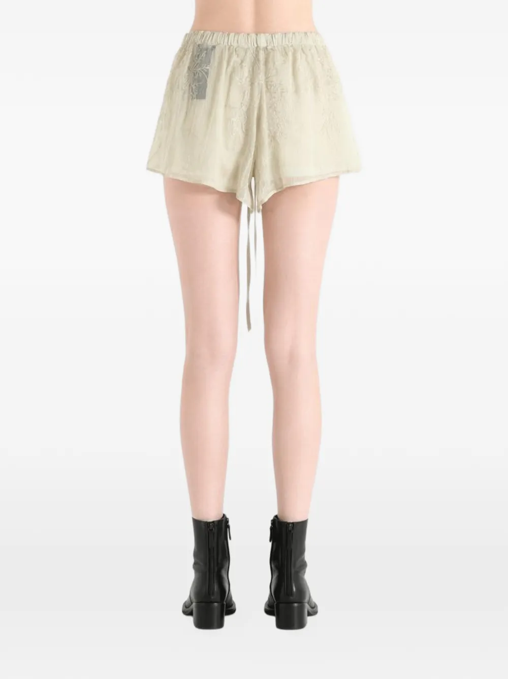 Ann Demeulemeester Nisa shorts met trekkoord en borduurwerk Beige