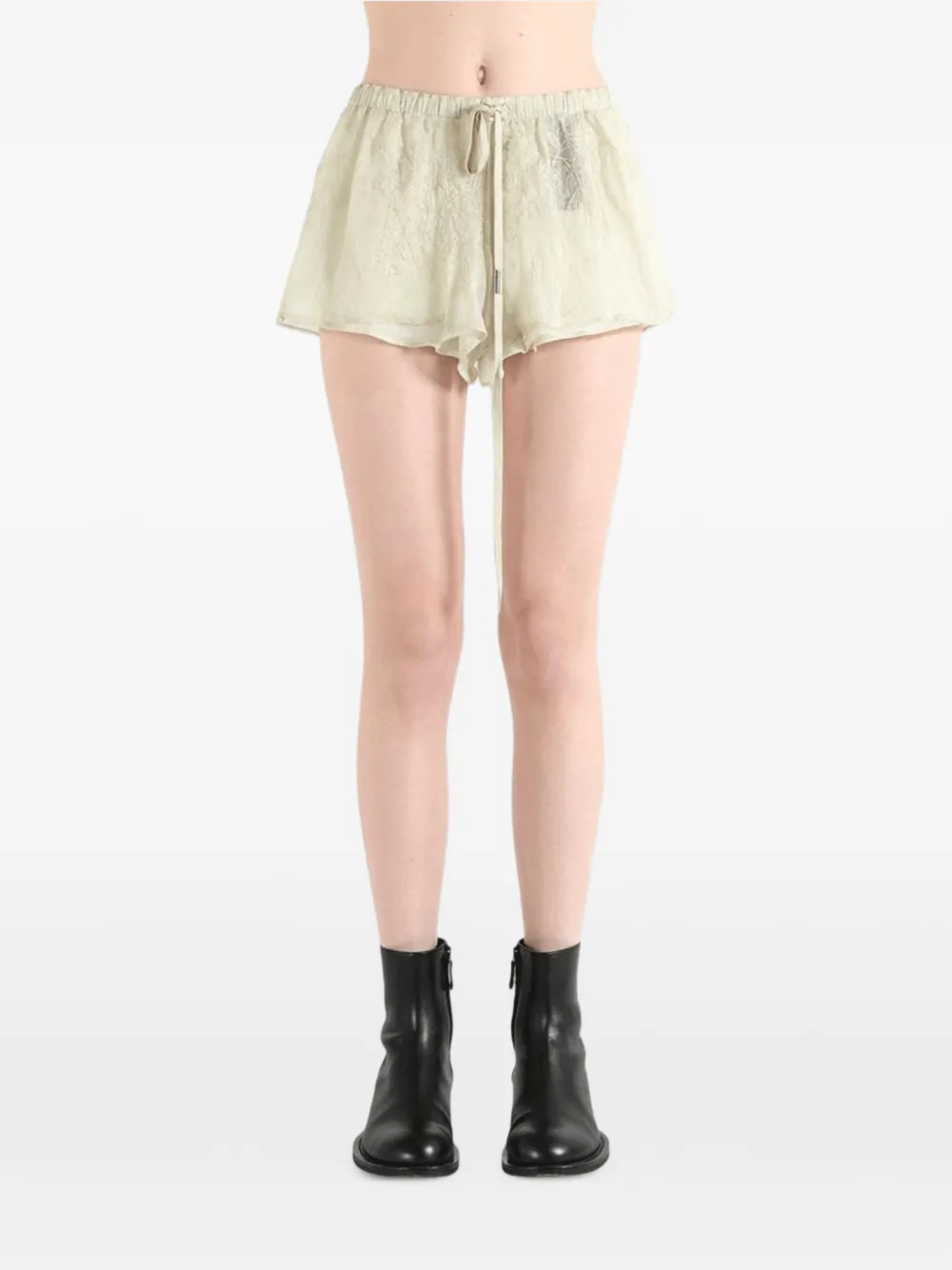 Ann Demeulemeester Nisa shorts met trekkoord en borduurwerk Beige