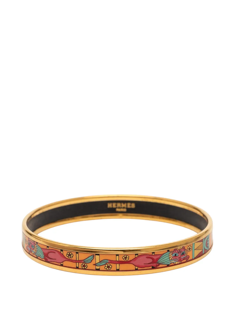 Hermès Pre-Owned 2000-2025 Narrow Animal Motif Enamel Bangle 62 costume bracelet - Gold
