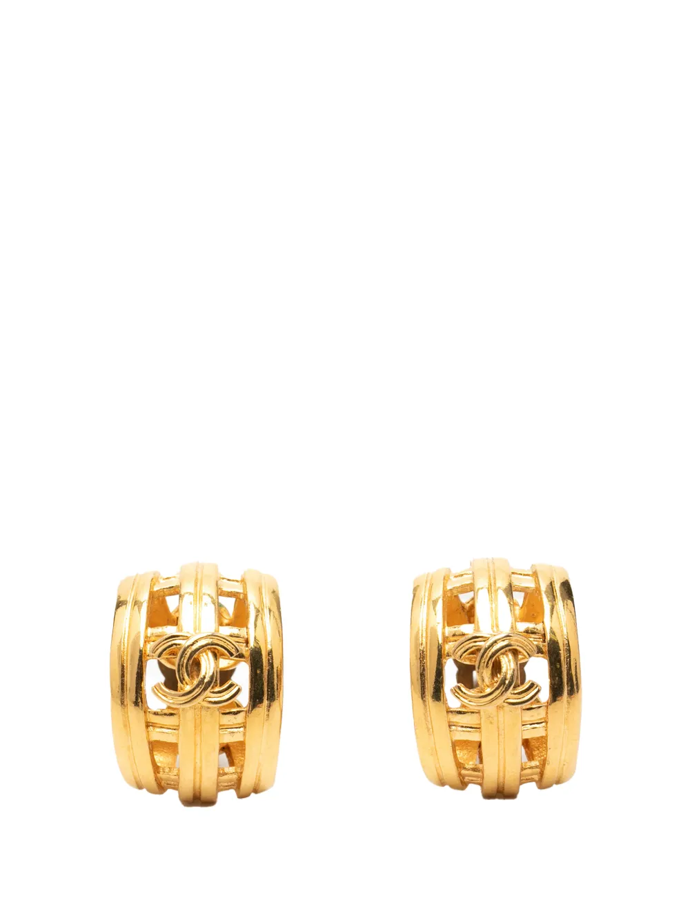 CHANEL Pre-Owned 1996 CC Gold Plated Hoop Clip on Earrings costume earrings - Oro