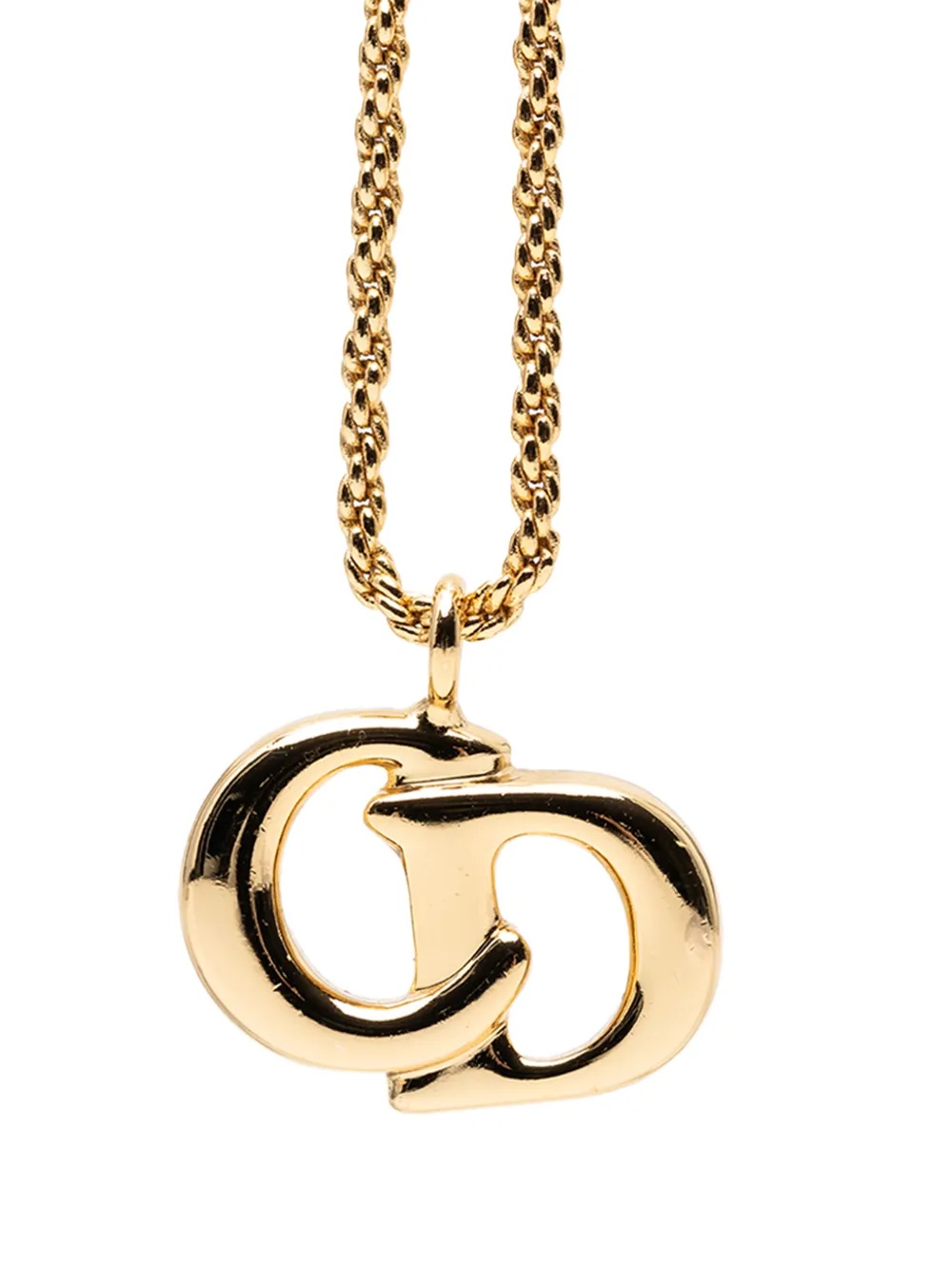 Christian Dior Pre-Owned 1990-2010 Gold Plated CD Logo Pendant Necklace costume necklace - Oro