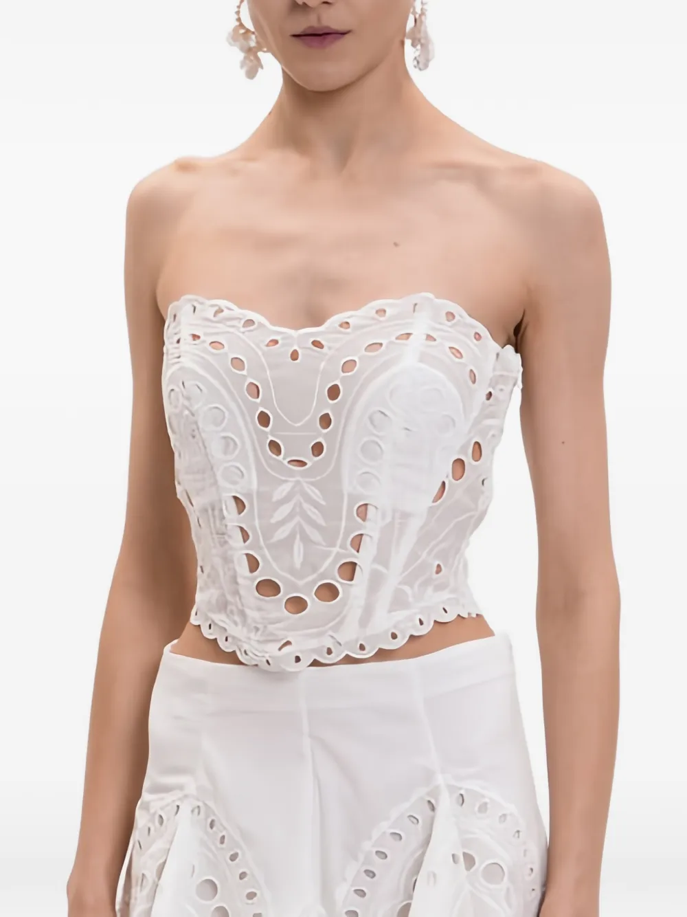 Charo Ruiz Ibiza Kai broderie-anglaise corset top - Bianco