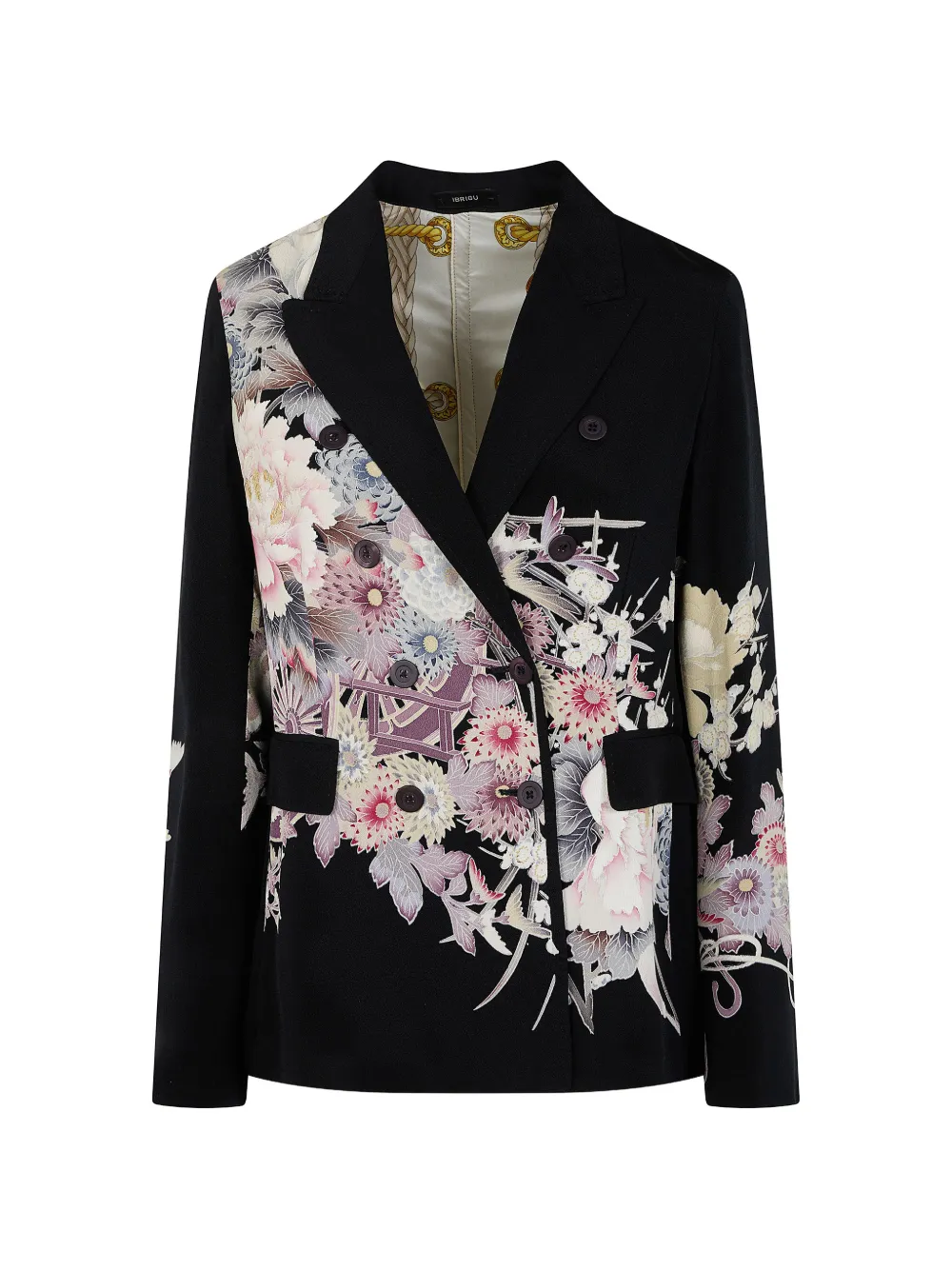 IBRIGU floral-print double-breasted blazer - Black