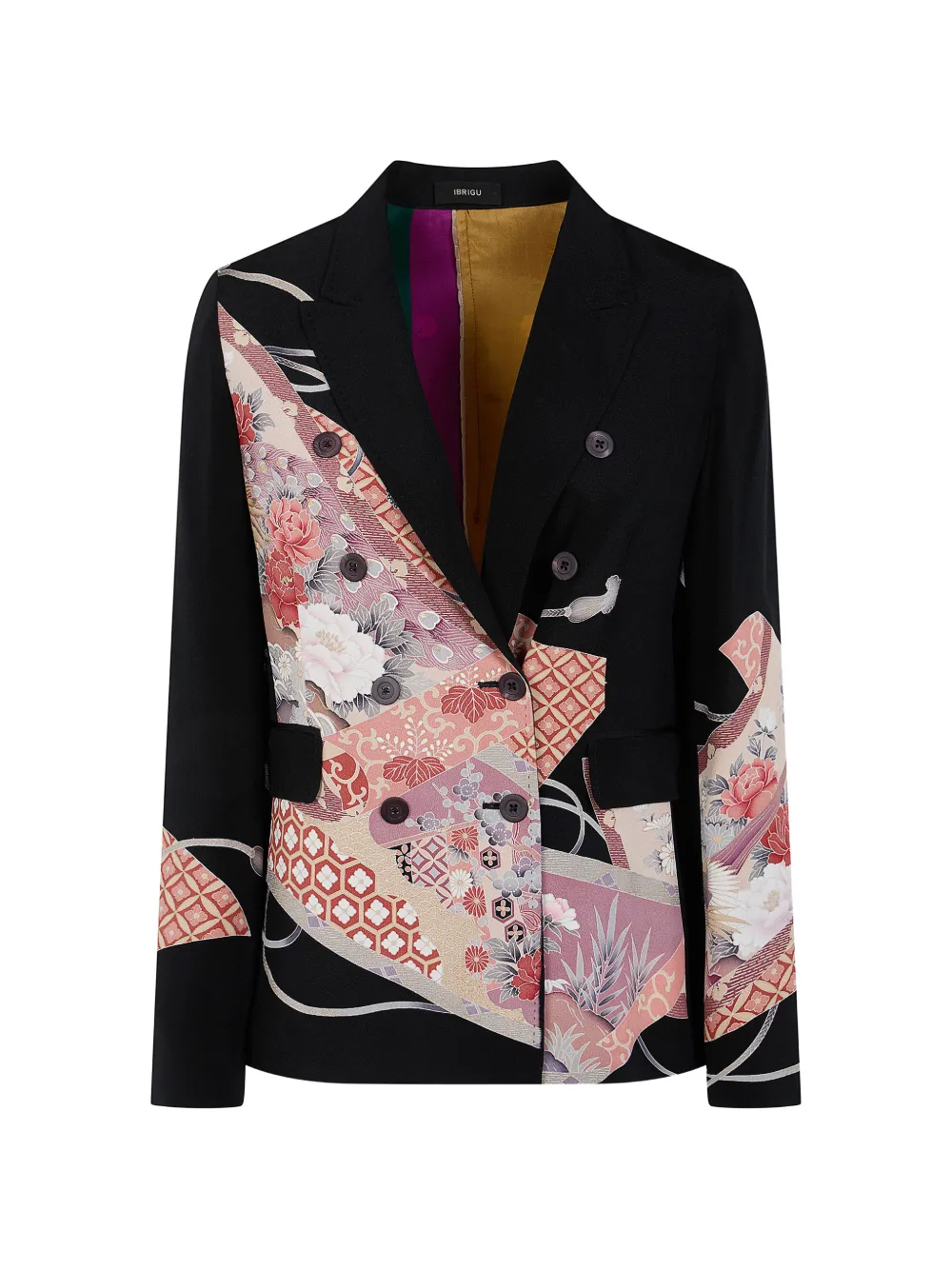 IBRIGU floral-print double-breasted blazer - Black