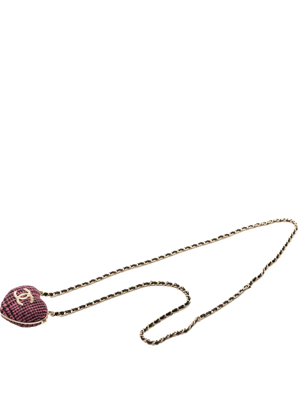 CHANEL Pre-Owned 2022 CC Tweed Heart Locket Necklace costume necklace - Rosa