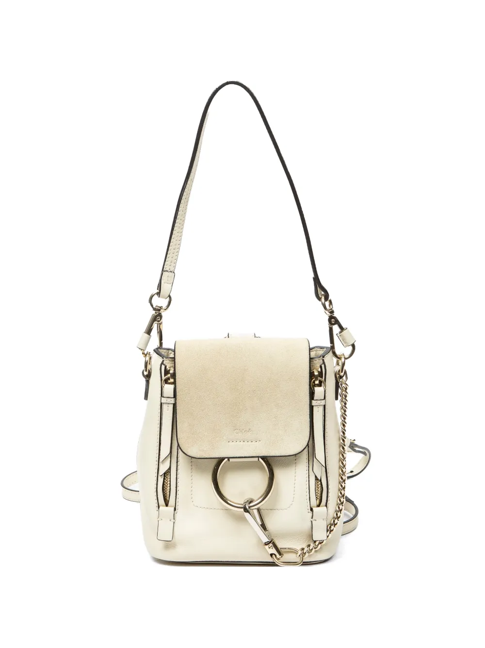 Chloé Pre-Owned Faye ring-detail backpack - Bianco