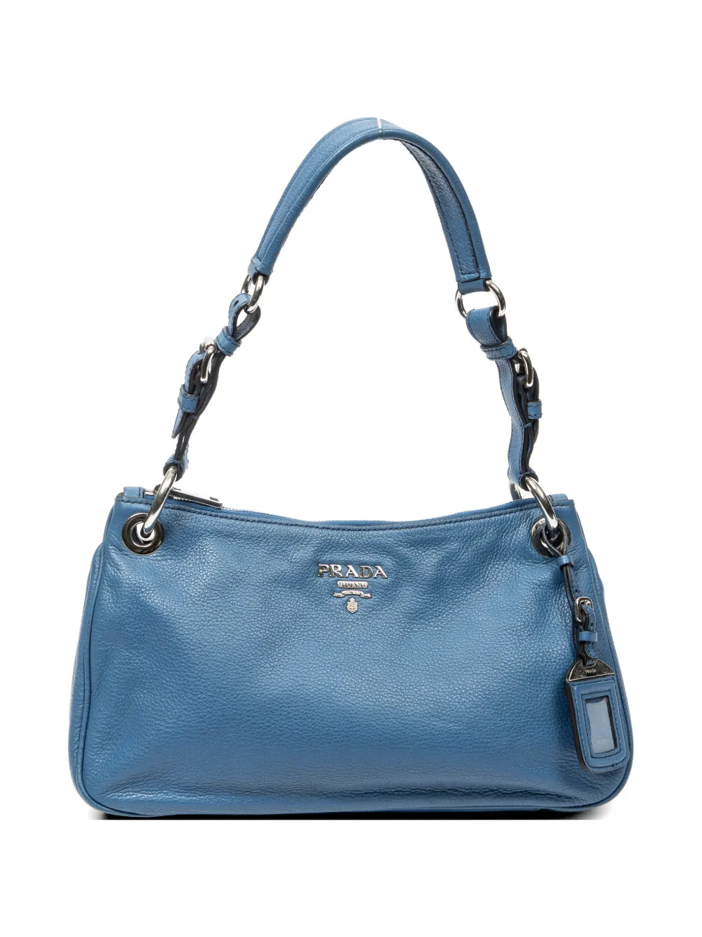 Prada Pre-Owned Buckle Zip Hobo logo-plaque shoulder bag - Blu