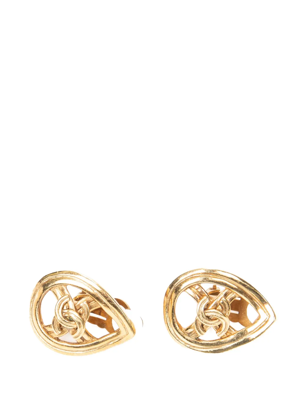 CHANEL Pre-Owned Interlocking CC teardrop earrings - Oro