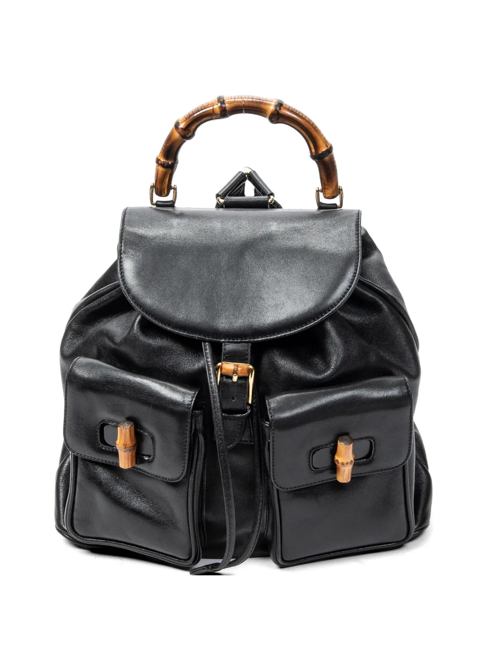 Gucci Pre-Owned Bamboo leather backpack - Nero