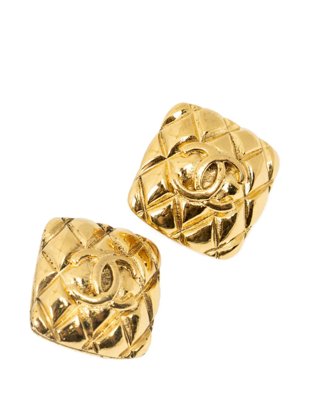 CHANEL Pre-Owned quilted CC logo earrings - Gold