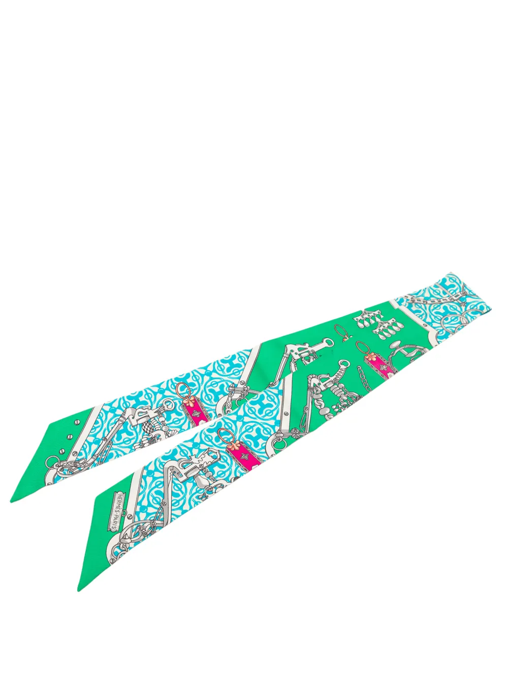 Hermès Pre-Owned 2000-2026 More Et Gourmettes Remix Twilly Scarf scarves - Verde