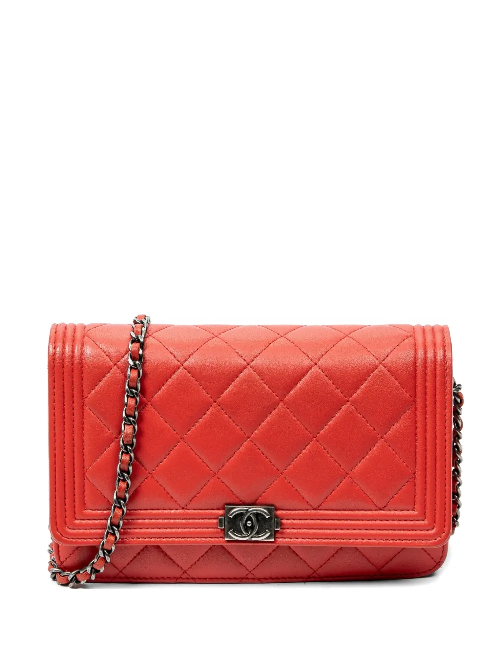 CHANEL Pre-Owned 2014-2015 Boy quilted shoulder bag - Rot