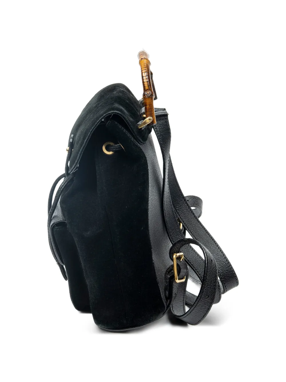 GUCCI バンブー スエード ハンドバッグ ブラック Gucci Pre-Owned バンブー スエード バックパック ミニ | ブラック