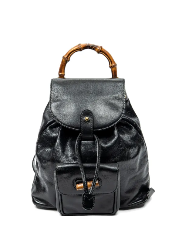 Gucci Pre-owned Mini Bamboo Handle Backpack in Black